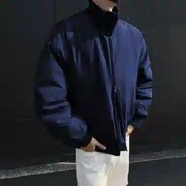 SUNSETMONENT Classic Collar Warm Cotton Jacket Navy