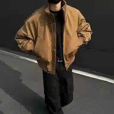 布客行 美式高街老钱风复古百搭飞行员教练立领短款宽松保暖防风防水潮流外套夹克 男女同款