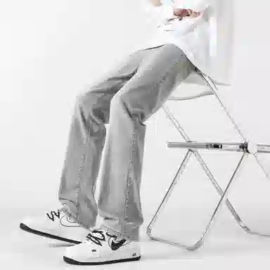 布客行 微喇弯刀美式高街风纯色做旧水洗显高显瘦潮流窄版裤牛仔裤 男女同款