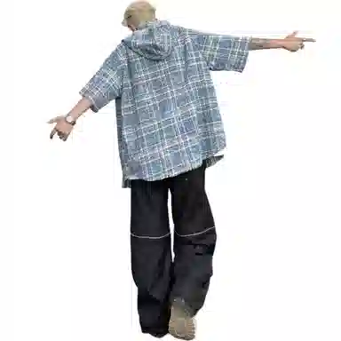 COMOWA Striped Short Sleeve Hoodie