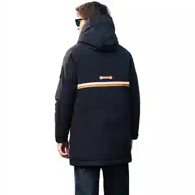 鸭鸭 户外工装系列 连帽时尚韩版加厚休闲运动中长款羽绒服 男女同款