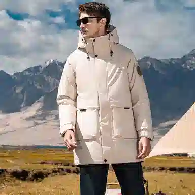 鸭鸭 户外工装系列 连帽时尚韩版加厚休闲运动中长款羽绒服 男女同款