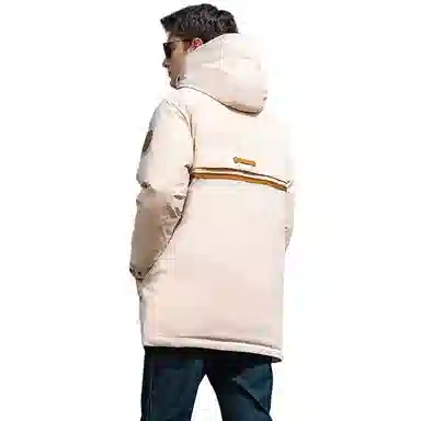 鸭鸭 户外工装系列 连帽时尚韩版加厚休闲运动中长款羽绒服 男女同款