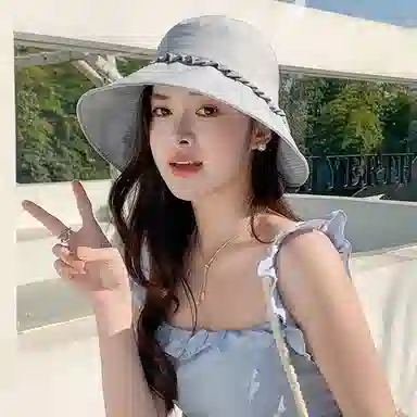 雅鹿优选 简约纯色轻奢感度假小香风夏季大檐显脸小遮阳时尚休闲 聚酯纤维 渔夫帽 女款