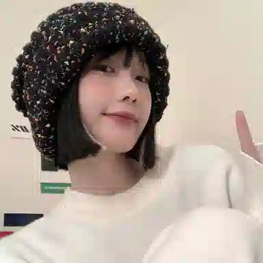 雅鹿优选 秋冬百搭毛线帽子女生大头围显脸小堆堆帽彩虹混色保暖针织套头冷帽绒线帽 涤纶 绒线帽 女款