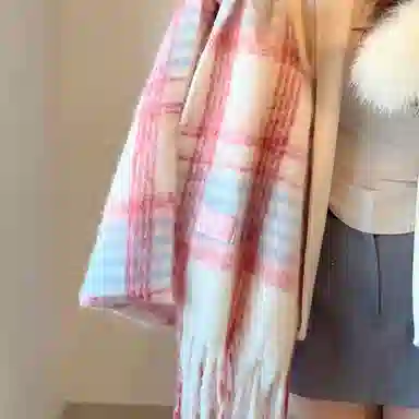 【柠檬海盐】 雅鹿优选 超显白温暖奶黄格纹加厚围巾冬季保暖流苏披肩围脖 男女同款情侣款 礼盒装 绒线围巾 男女同款情侣款