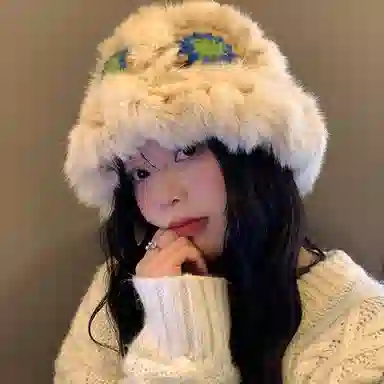 雅鹿优选 兔毛针织渔夫帽女生冬季显脸小秋冬护耳保暖防风毛线帽通勤百搭绒线帽子 兔毛 绒线帽 女款