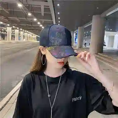 雅鹿优选 韩版大帽檐显脸小印花透气网速干防晒遮阳 聚酯纤维 鸭舌帽 男女同款情侣款