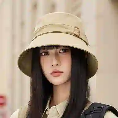 雅鹿优选 韩式户外出游徒步简约防晒遮阳大檐显脸小 聚酯纤维 渔夫帽 男女同款情侣款