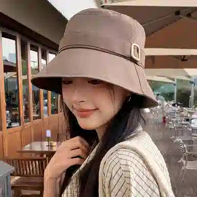 雅鹿优选 韩式户外出游徒步简约防晒遮阳大檐显脸小 聚酯纤维 渔夫帽 男女同款情侣款