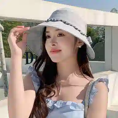 雅鹿优选 简约纯色轻奢感度假小香风夏季大檐显脸小遮阳时尚休闲 聚酯纤维 渔夫帽 女款