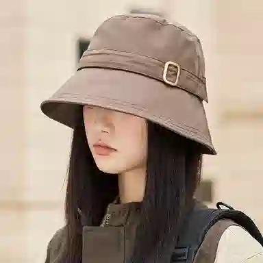 雅鹿优选 韩式户外出游徒步简约防晒遮阳大檐显脸小 聚酯纤维 渔夫帽 男女同款情侣款