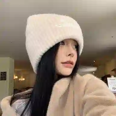 【日常百搭】 雅鹿优选 冬季加厚毛绒帽子女生毛线帽大头围保暖显瘦显白百搭针织帽防风套头冷帽 涤纶 绒线帽 女款