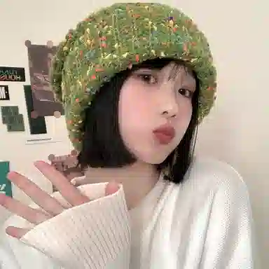 雅鹿优选 秋冬百搭毛线帽子女生大头围显脸小堆堆帽彩虹混色保暖针织套头冷帽绒线帽 涤纶 绒线帽 女款