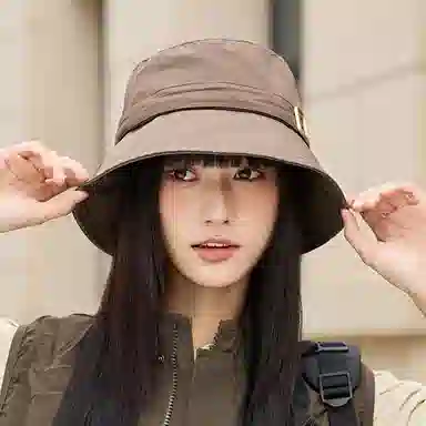 雅鹿优选 韩式户外出游徒步简约防晒遮阳大檐显脸小 聚酯纤维 渔夫帽 男女同款情侣款