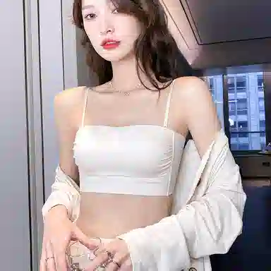 多情猫  纯色抹胸聚拢防下垂美背薄款 防走光吊带显瘦背心一体杯文胸