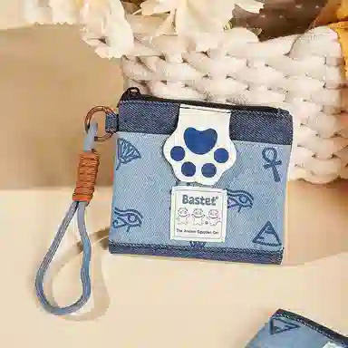 大英博物馆 盖亚·安德森猫和她的朋友们系列 萌猫牛仔卡包挂饰 棉 零钱包 男女同款情侣款