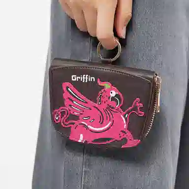大英博物馆 神兽系列 狮鹫 高颜值 合成革 钥匙扣卡包挂件零钱包 常规 男女同款情侣款 棕色/粉色