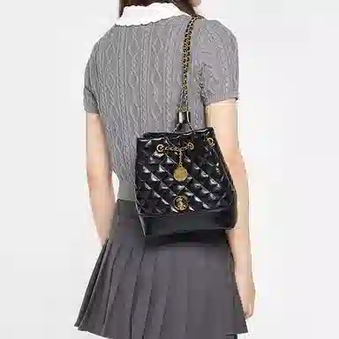 大英博物馆 盖亚·安德森猫系列 格纹时尚百搭 合成革 双肩包 女 黑色