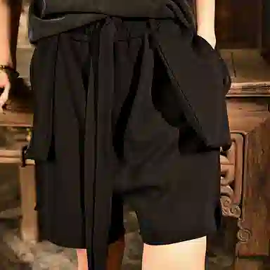 Sanshengliubu Waffle Shorts Black