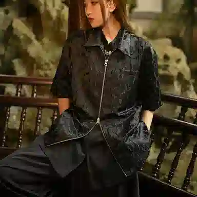 Sanshengliubu Chinesefit Jacquard Zip Shirt