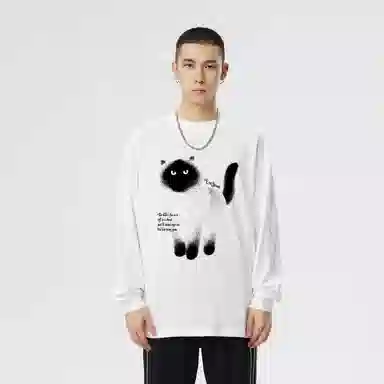 EVE Jeans Cartoon Cat Long Sleeve T-Shirt