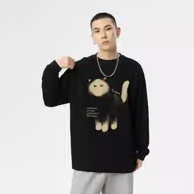 EVE Jeans Cartoon Cat Long Sleeve T-Shirt