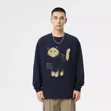 EVE Jeans Cartoon Cat Long Sleeve T-Shirt