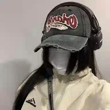 八小万 复古做旧破洞辣妹网红 棉 鸭舌帽 女款