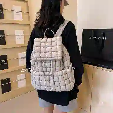 辛巴赫 百搭潮流格子轻便旅游大容量 尼龙 双肩包 常规 女款 多色