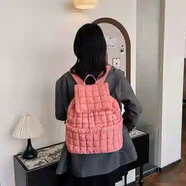 辛巴赫 百搭潮流格子轻便旅游大容量 尼龙 双肩包 常规 女款 多色