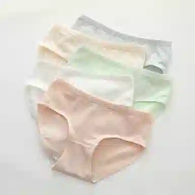 艾诗塔 日系莫兰迪简约纯色内裤中腰透气纯棉裆包臀薄款学生三角裤 女款 组合装
