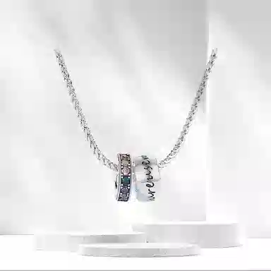 星珍思 多巴胺彩虹路路通 彩钻字母双圈小众设计高级 个性创意新颖百搭 合金 项链 女款