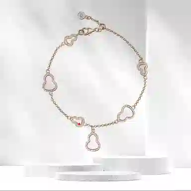 【福禄满满】 星珍思 星光葫芦镶锆小众爆闪显白玫瑰金色几何通勤贵气感穿搭好运 合金 手链 女款