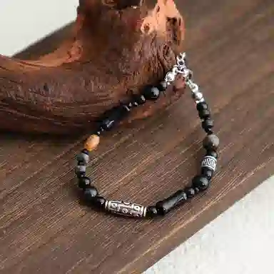 星珍思 天珠藏符 新中式小众设计招财转运九眼天珠 简约复古民族风可调节手饰 合金 手链 男女同款情侣款