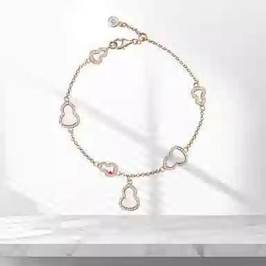 【福禄满满】 星珍思 星光葫芦镶锆小众爆闪显白玫瑰金色几何通勤贵气感穿搭好运 合金 手链 女款