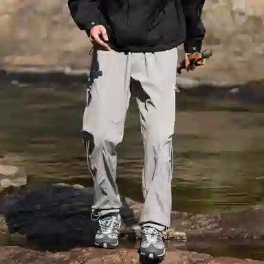 西行纪 美式高街裤口抽绳可调节设计宽松褶皱垂感直筒山系户外机能风降落伞兵裤简约运动百搭休闲裤 男女同款