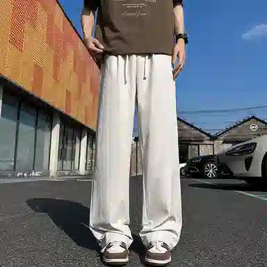 西行纪 美式高街设计感基础款百搭宽松直筒阔腿裤日常通勤简约嘻哈垂感运动休闲裤 男女同款