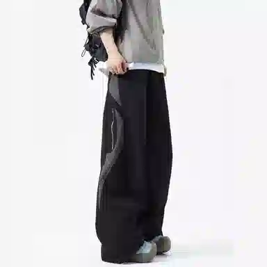 西行纪 美式高街设计感撞色拼接侧边拉链工装伞兵裤直筒阔腿百搭舒适薄款透气速干休闲裤 男女同款