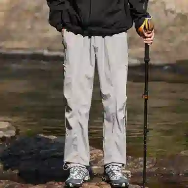 西行纪 美式高街裤口抽绳可调节设计宽松褶皱垂感直筒山系户外机能风降落伞兵裤简约运动百搭休闲裤 男女同款