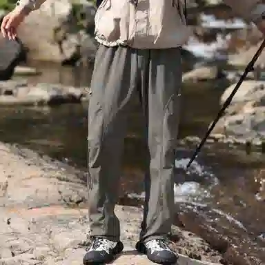 西行纪 美式高街裤口抽绳可调节设计宽松褶皱垂感直筒山系户外机能风降落伞兵裤简约运动百搭休闲裤 男女同款