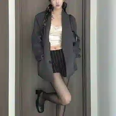 西行纪 美式高街设计经典格雷系多巴胺高级感简约宽松垫肩硬挺小西装外套单排扣垂感休闲夹克 男女同款