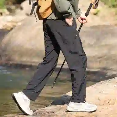 西行纪 美式高街裤口抽绳可调节设计宽松褶皱垂感直筒山系户外机能风降落伞兵裤简约运动百搭休闲裤 男女同款