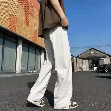 西行纪 美式高街设计感基础款百搭宽松直筒阔腿裤日常通勤简约嘻哈垂感运动休闲裤 男女同款
