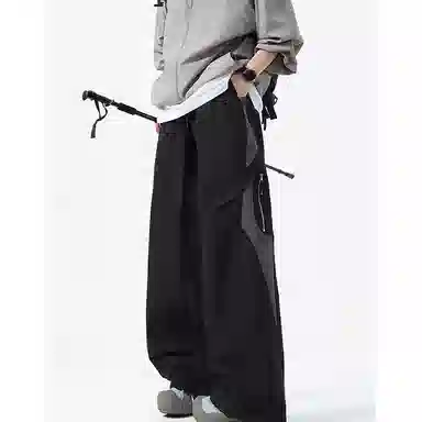 西行纪 美式高街设计感撞色拼接侧边拉链工装伞兵裤直筒阔腿百搭舒适薄款透气速干休闲裤 男女同款
