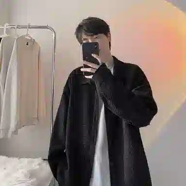 西行纪 美式高街复古雪尼尔条纹肌理感小香风慵懒风时尚衬衫式开衫外套日常通勤慵懒感休闲百搭痞帅翻领夹克 男女同款