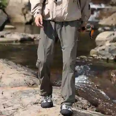 西行纪 美式高街裤口抽绳可调节设计宽松褶皱垂感直筒山系户外机能风降落伞兵裤简约运动百搭休闲裤 男女同款