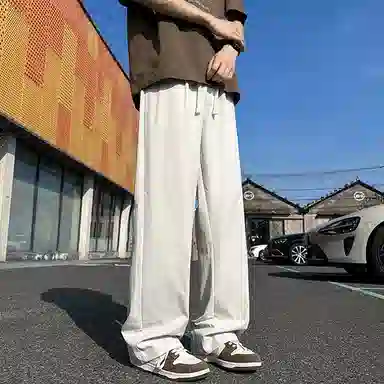 西行纪 美式高街设计感基础款百搭宽松直筒阔腿裤日常通勤简约嘻哈垂感运动休闲裤 男女同款