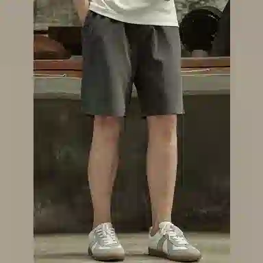 唔刃 工装美式重磅双纱棉松弛感卫裤五分运动松紧腰宽松男休闲短裤 男款