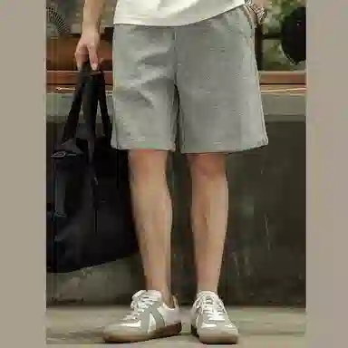 唔刃 工装美式重磅双纱棉松弛感卫裤五分运动松紧腰宽松男休闲短裤 男款